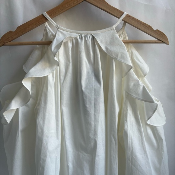Rachel Zoe Alea Cold Shoulder Ruffle Open Shoulder Blouse Off White Plus Size 2 - Picture 6 of 16